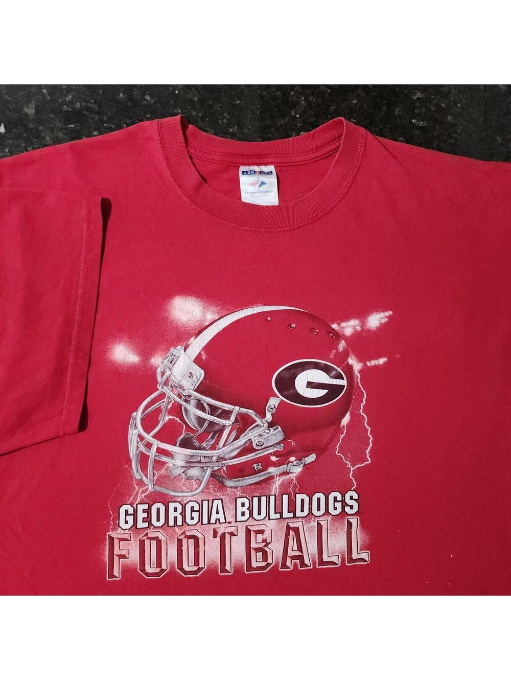 Vintage Georgia Bulldogs UGA T Shirt Lightning Helmet Big Logo Distressed 3XL